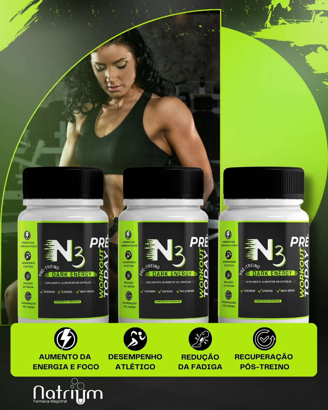 PRÉ-TREINO N3 DARK ENERGY 60 CAPSULAS