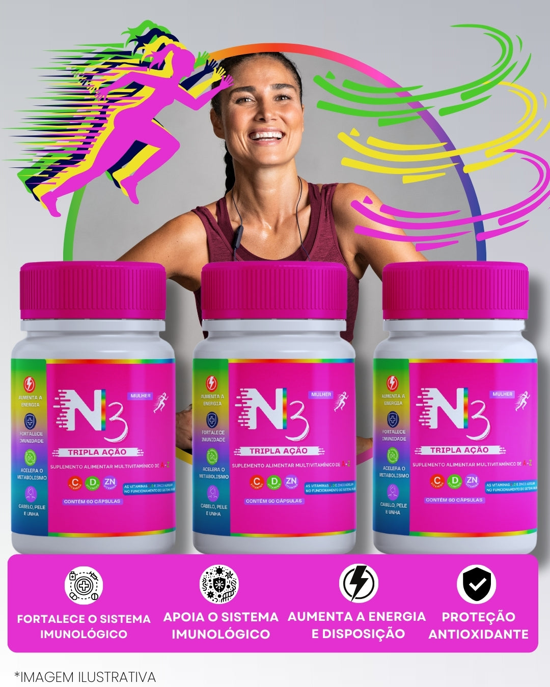 MULTIVITAMÍNICO N3 SUPLEMENTO PARA MULHERES 60 CÁPSULAS