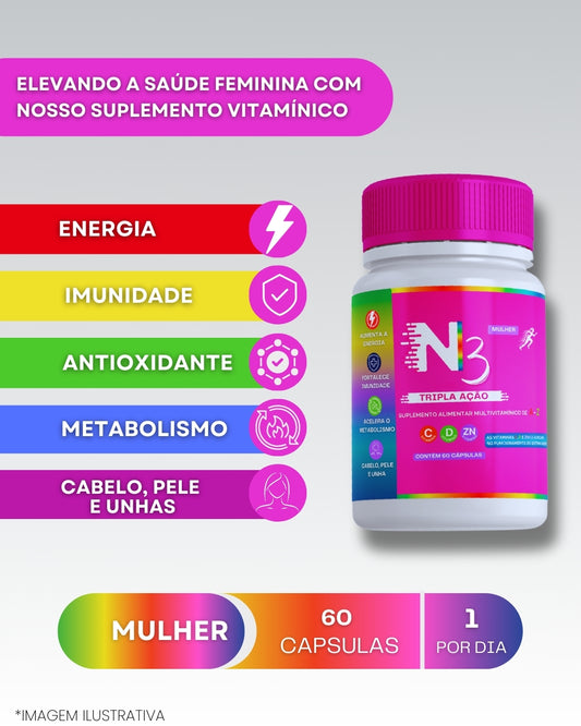 MULTIVITAMÍNICO N3 SUPLEMENTO PARA MULHERES 60 CÁPSULAS