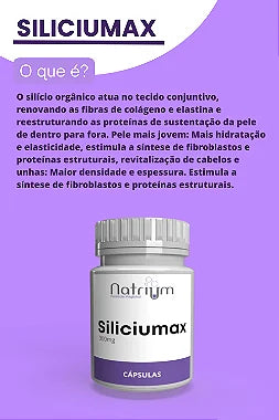 Siliciumax 300 mg c/30 cápsulas - Cabelos - Pele - Unhas - Natrium